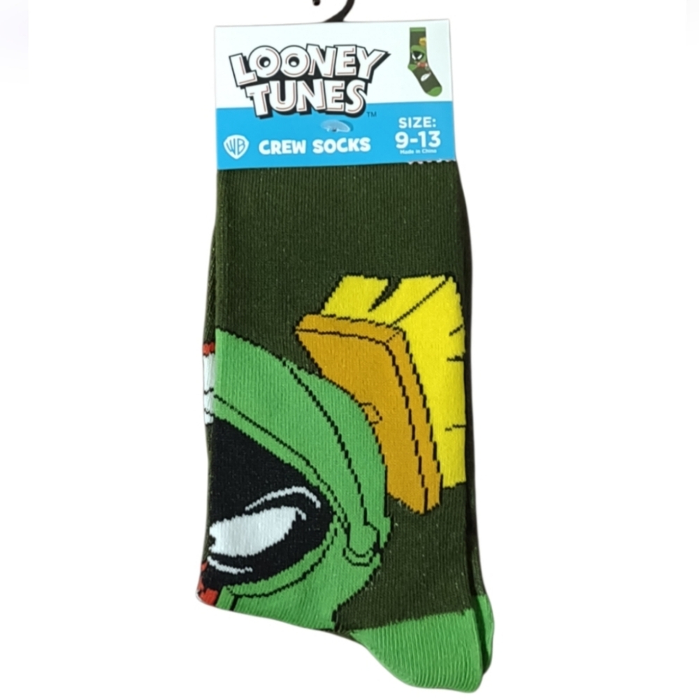 Looney Tunes Marvin Martian Warner Bros. Green Crew Socks